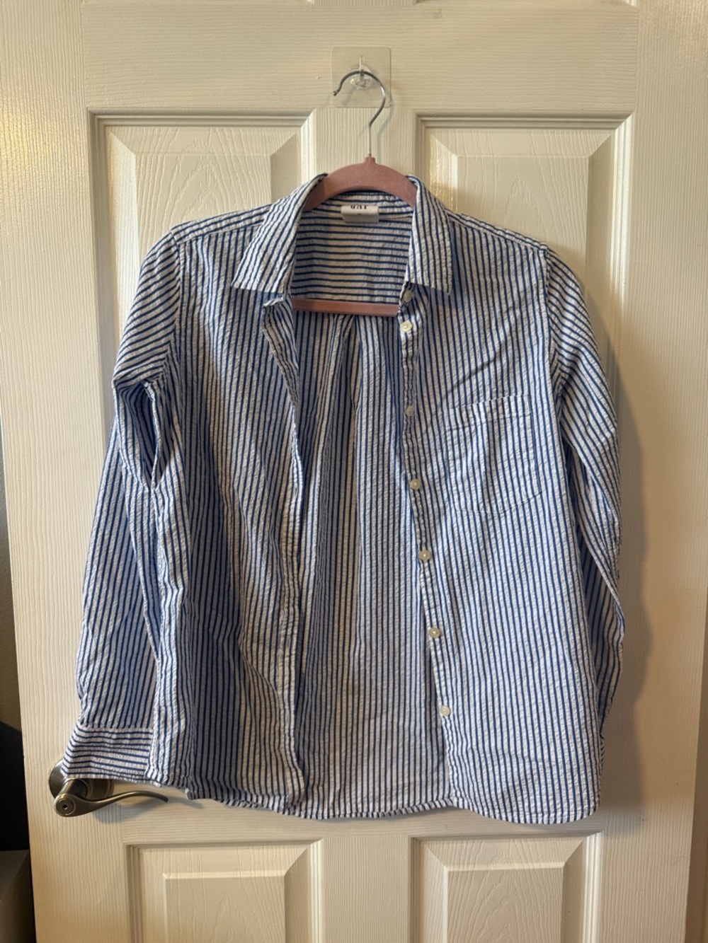 GAP Blue and White Striped Button-Down Shirt